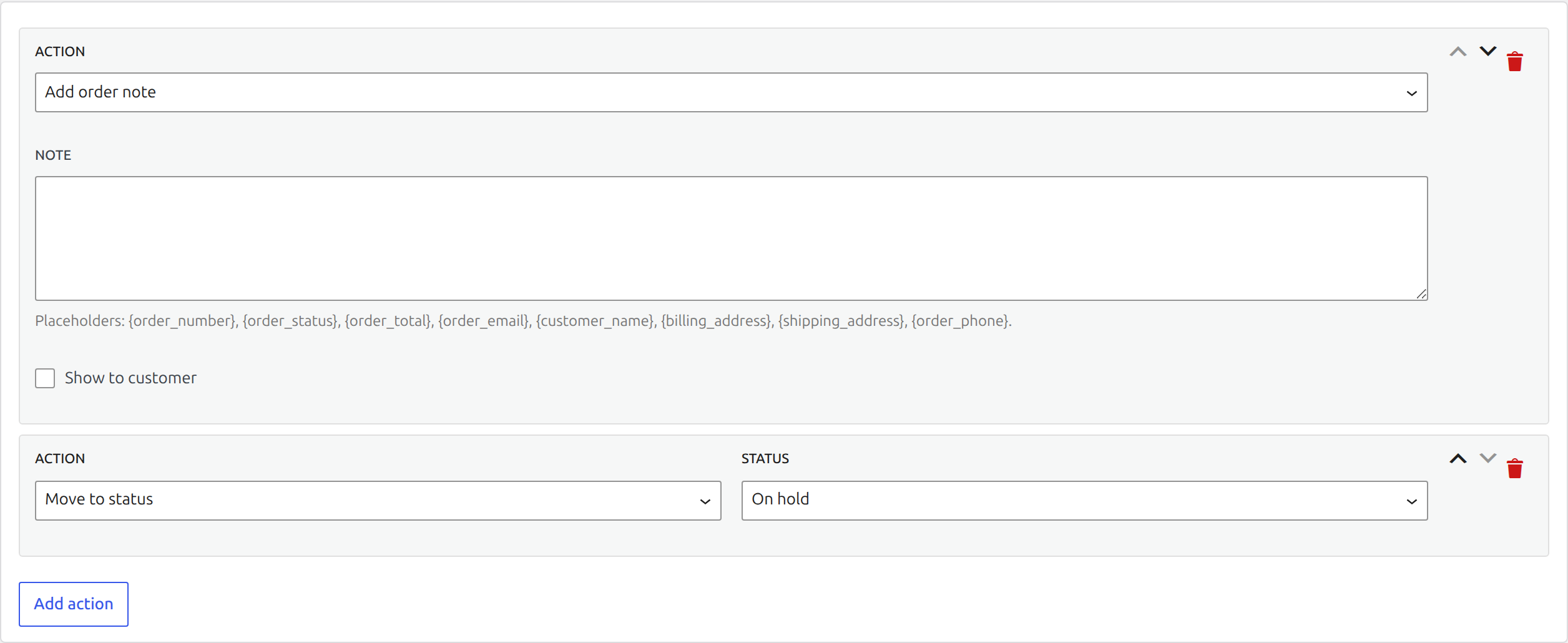 Laqi Order Status Workflows: Actions from simple updates to guarded sequences