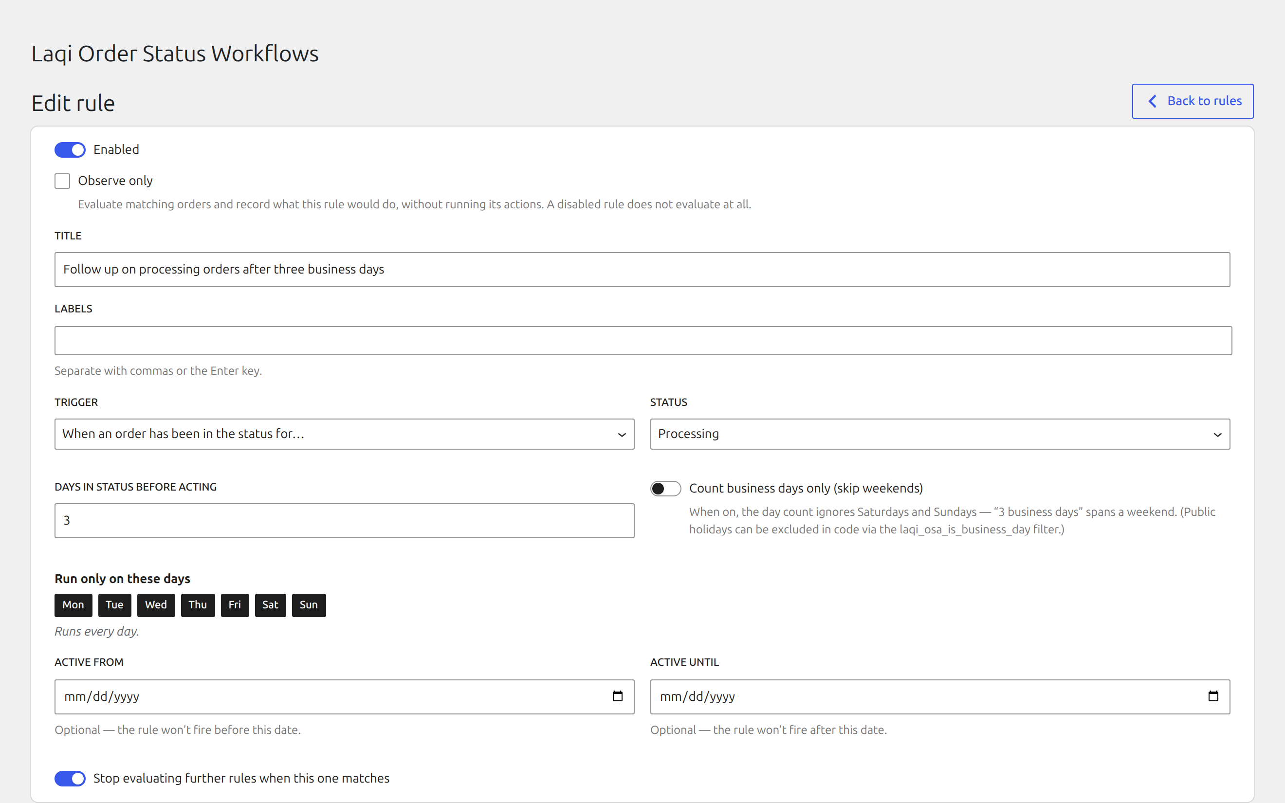 Laqi Order Status Workflows: React, wait, sweep, or accept a signed request