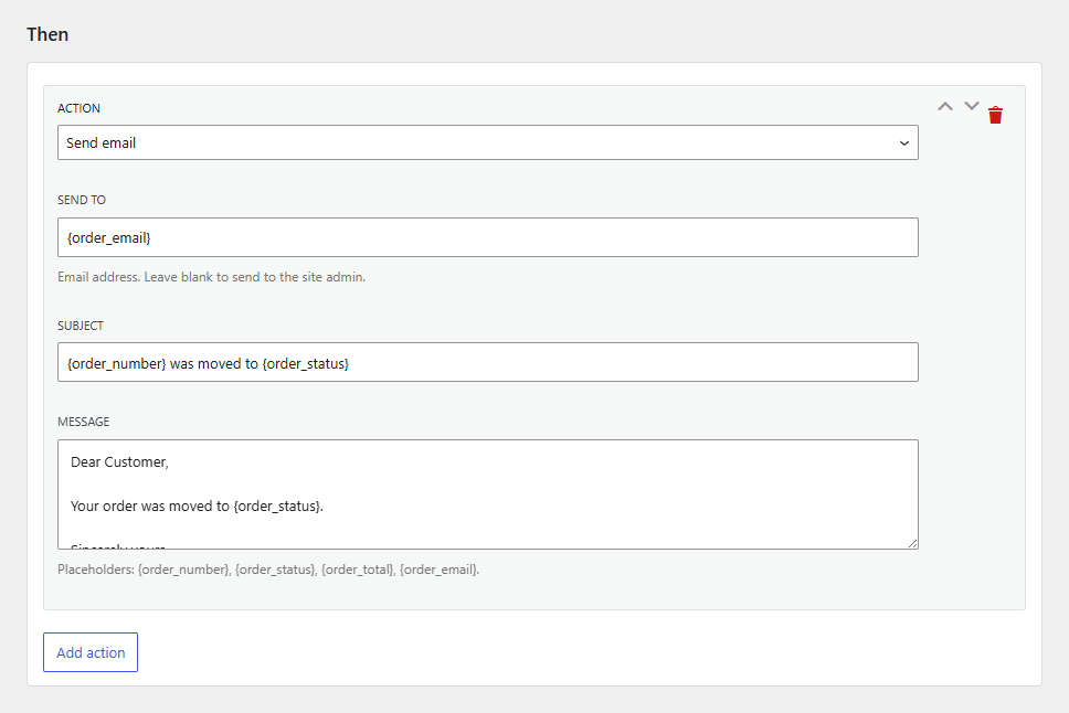 Order Status Automation: Send a templated email