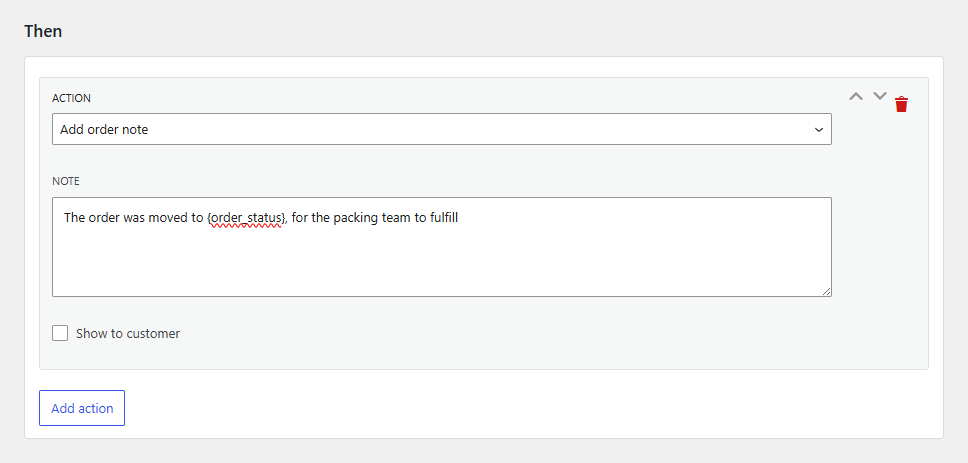 Order Status Automation: Add a private or customer-facing note