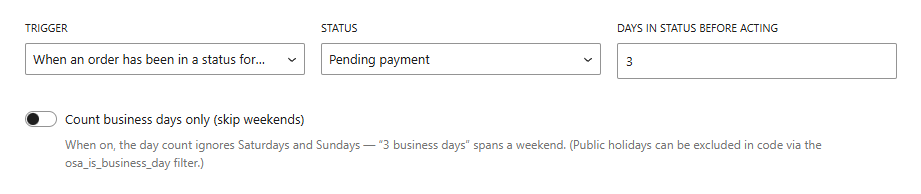 Order Status Automation: Fire once an order has been in a status for N days